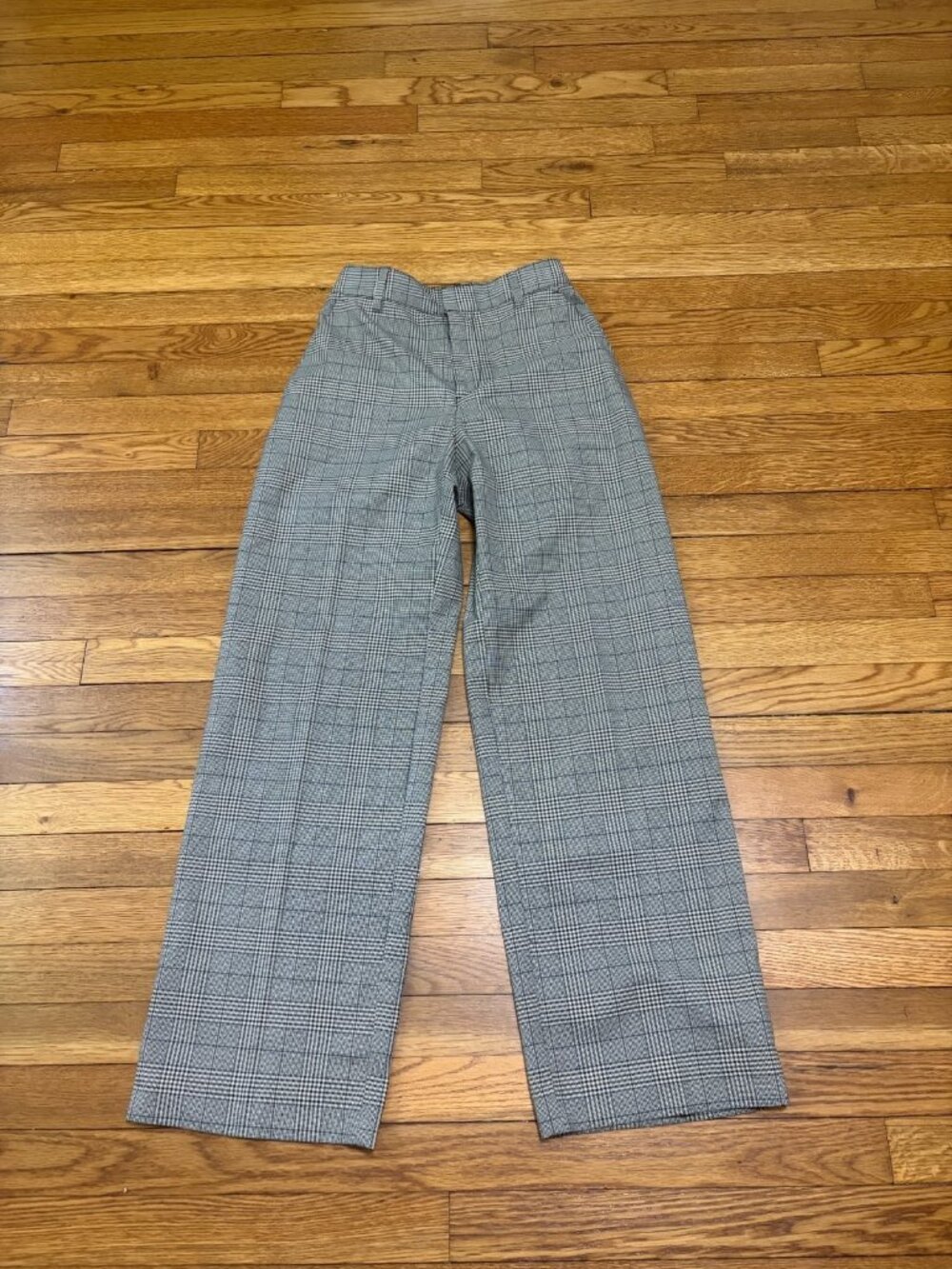 Gap Womens Easy Trouser Pants Size 0 Gray Glen Check Plaid Elastic Waist Pockets